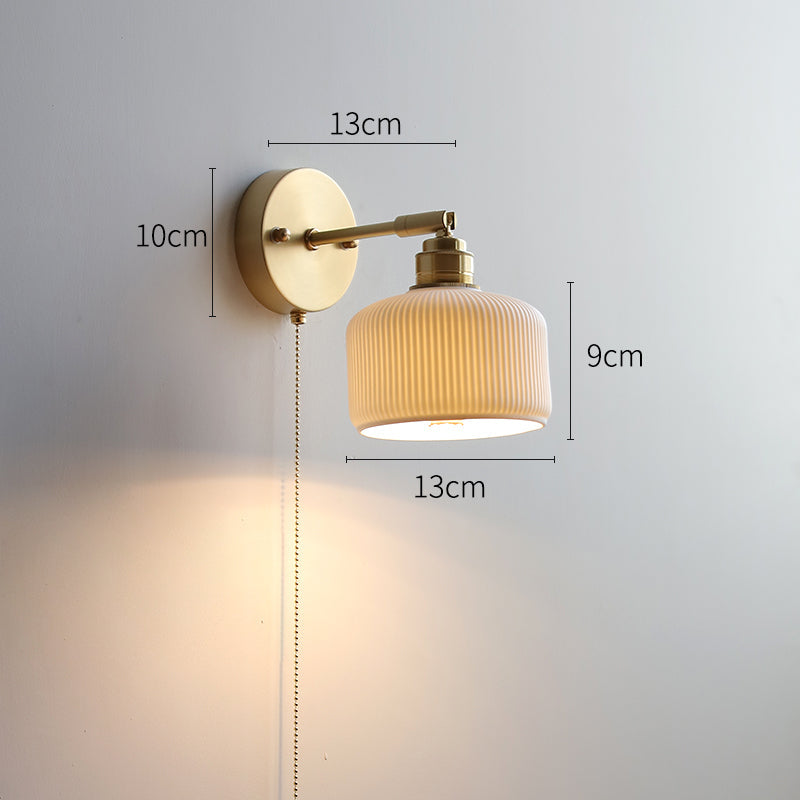 Witte keramische koperen wandlamp schans - 209ST