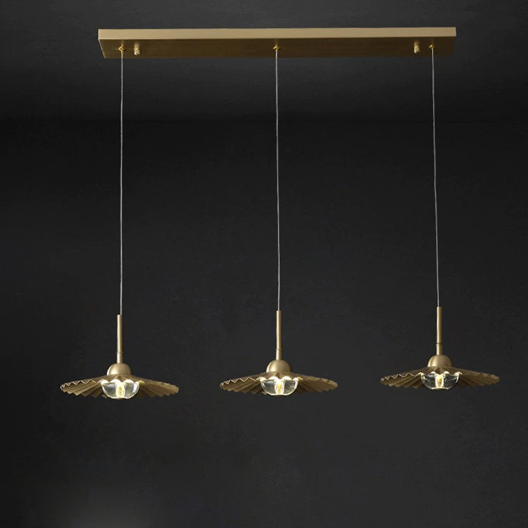 Gecanneleerde messing kristallen hanglamp - 104CL