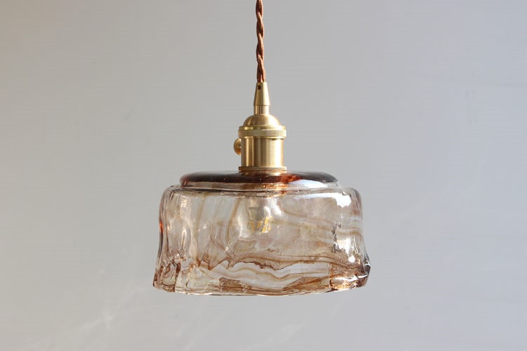 Amberkleurige glazen hanglamp - 220GPL