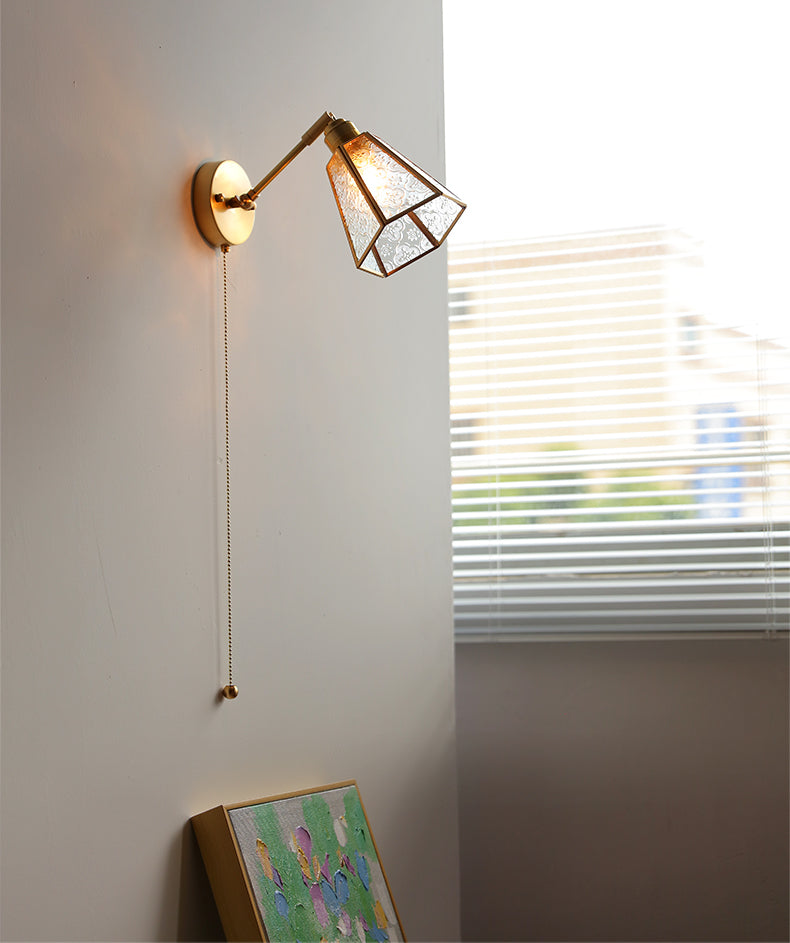 Glazen messing wandlamp - 206GBWL