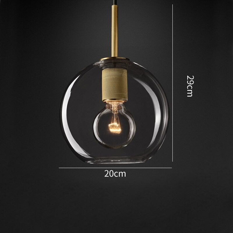 Hanglamp van helder glas, messing - 205GPL