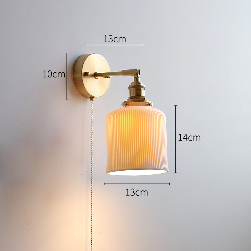 Witte keramische koperen wandlamp schans - 209ST