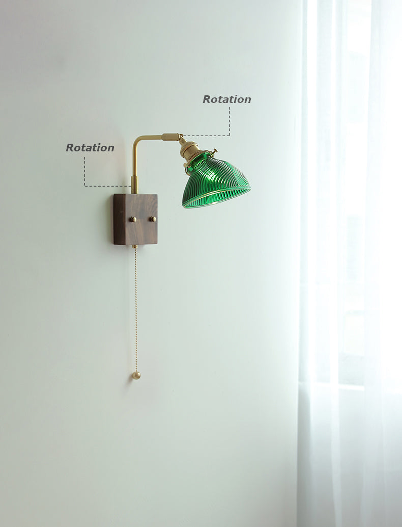Glazen Wandlamp Met Houten Plaat - 103WL