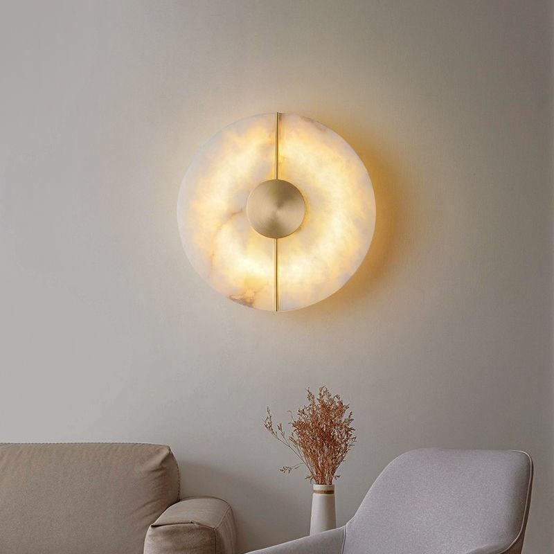 Marmeren albasten messing wandlamp - 206MWL