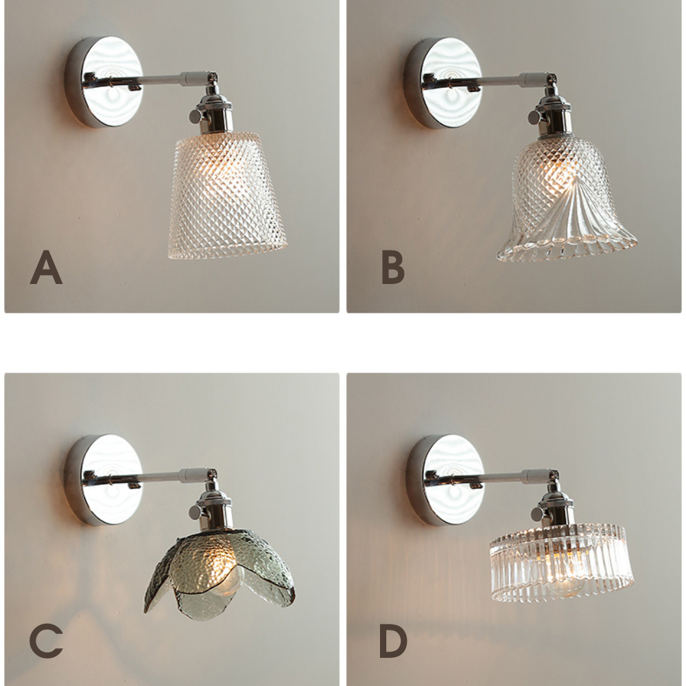Glazen zilveren wandlamp - 208SST