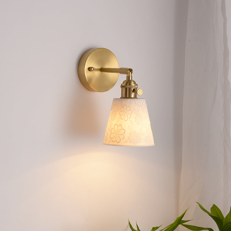 Bloem witte keramische wandlamp - 209ST
