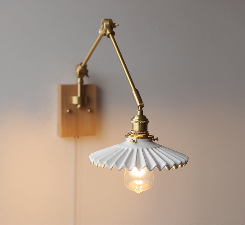 Keramische Wandlamp Met Eikenhouten Plaat - 115WL