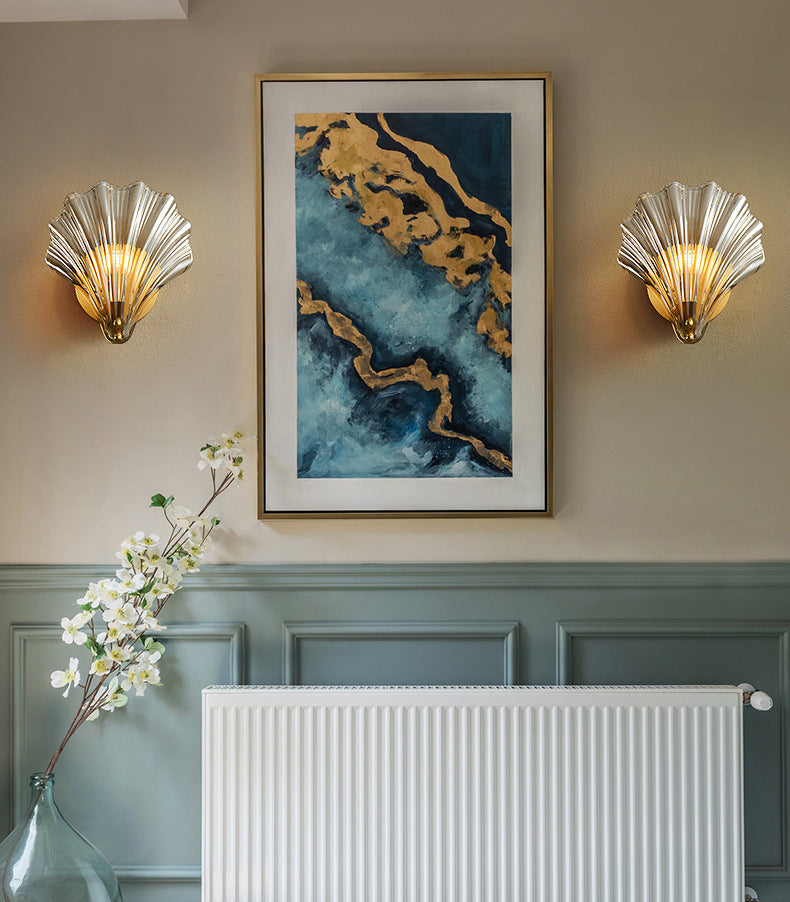 Shell Glas Messing Wandlamp - 202GBWL
