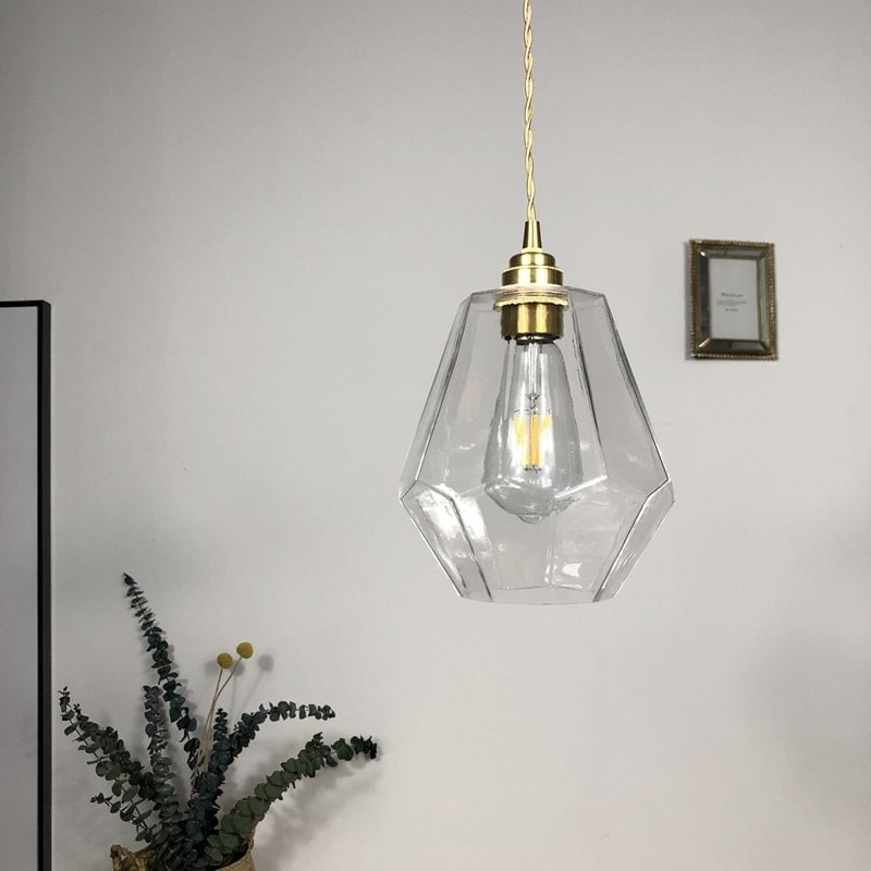 Octagon helder glazen hanglamp - 220GPL