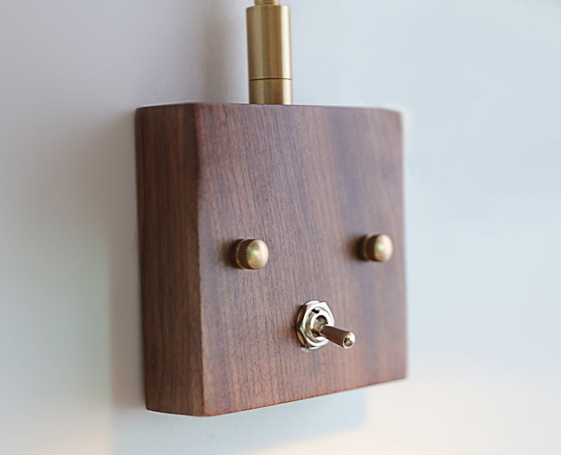 Glazen Wandlamp Met Houten Plaat - 105WL