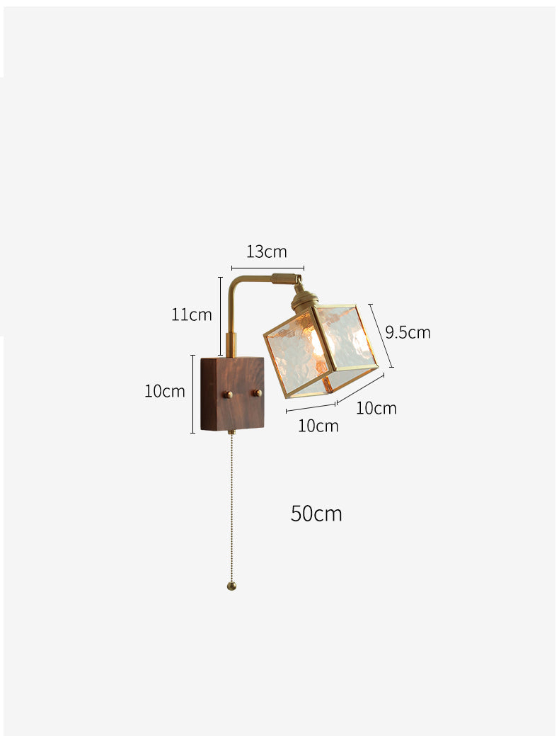 Glazen Wandlamp Met Houten Plaat - 102WL