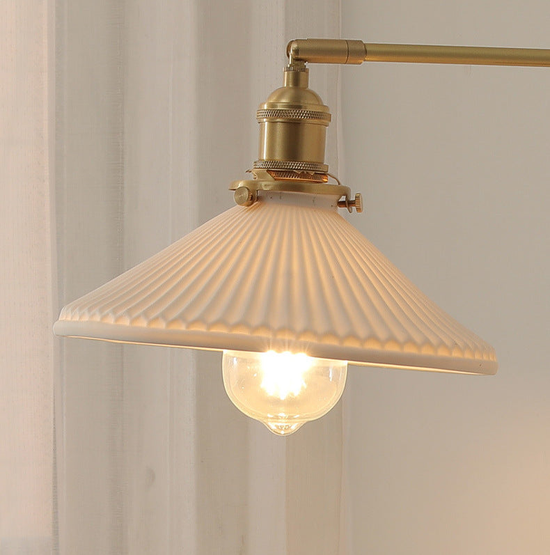 Keramische wandlamp met houten plaat - 109WL