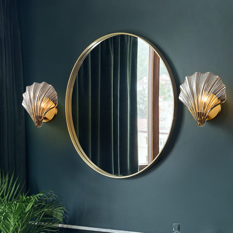 Shell Glas Messing Wandlamp - 202GBWL