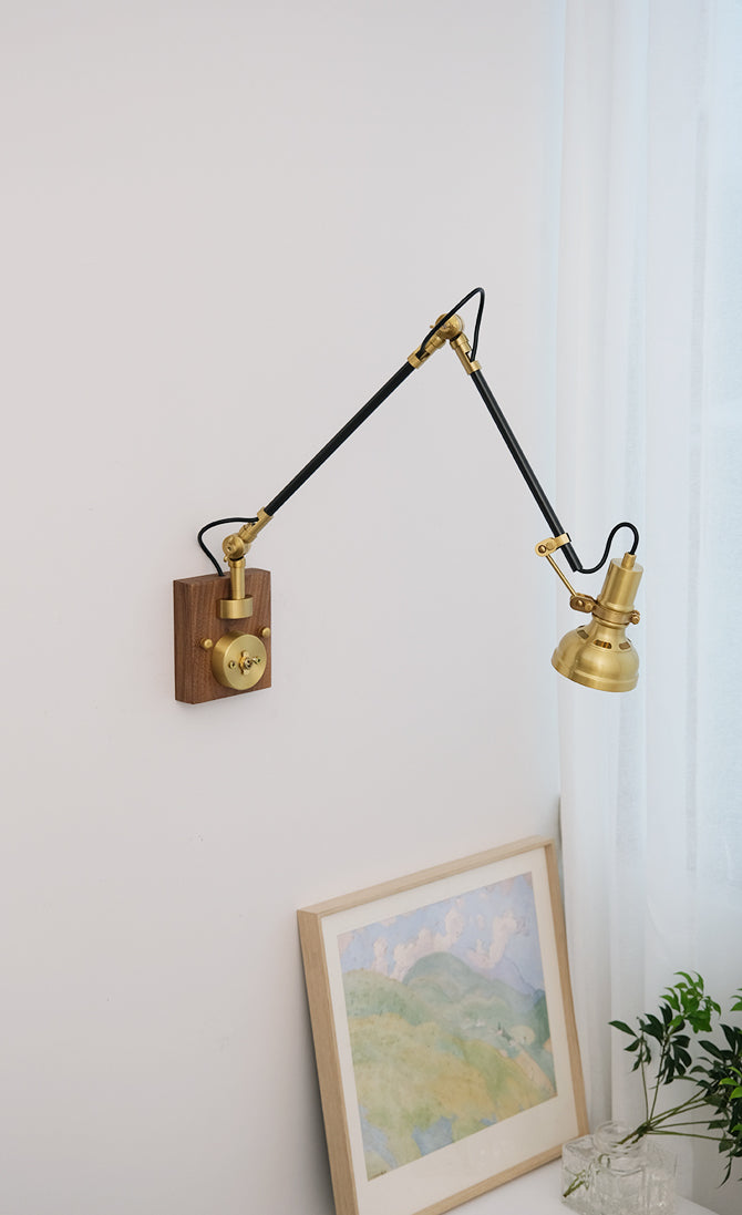 Hout Messing Wandlamp - 123WL