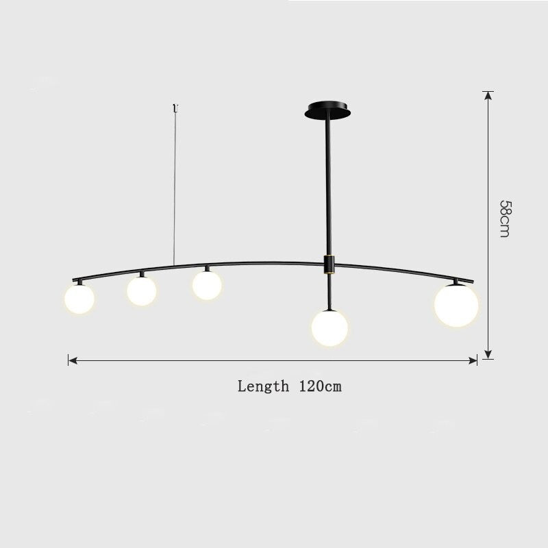 Zwarte moderne kroonluchter met matte bollen - 1LCH3