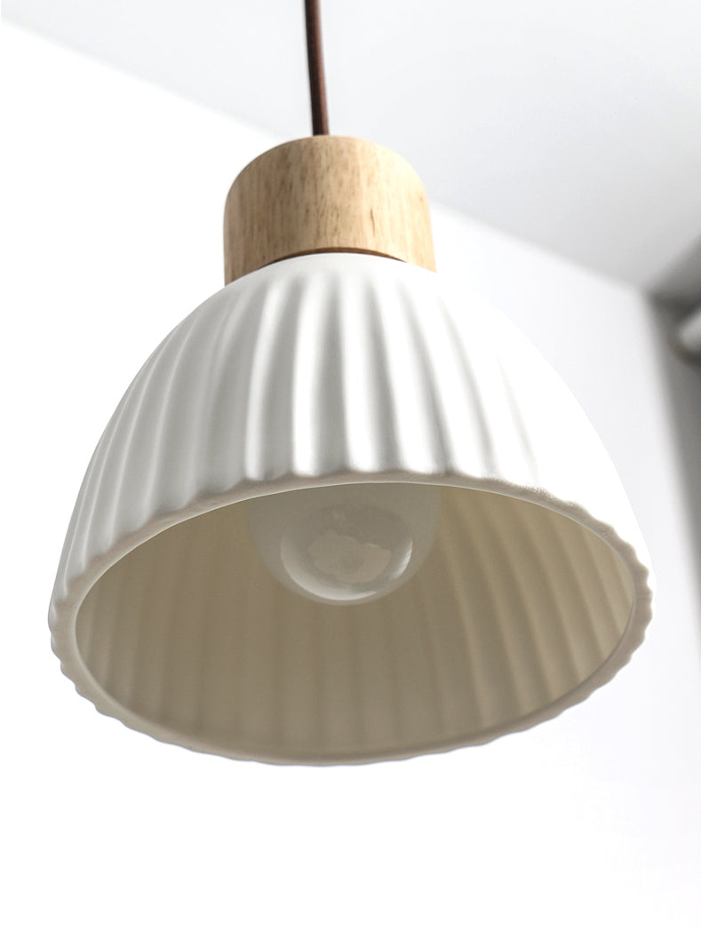 Keramische wandlamp met houten plaat - 115WL