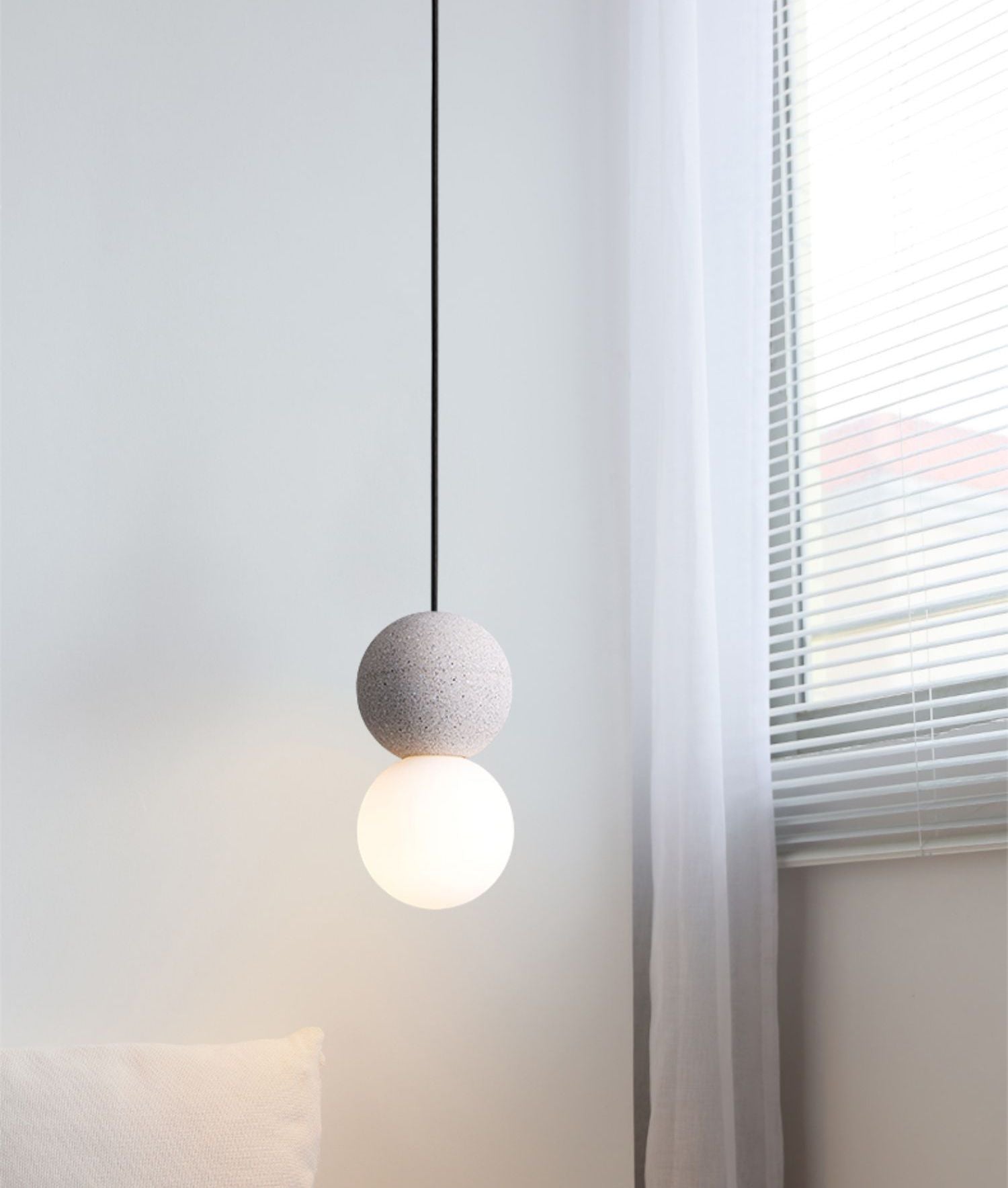 Grijze Globe Cement Hanglamp - 111CM
