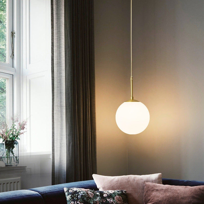 Hanglamp van wit matglas en messing - 202GPL