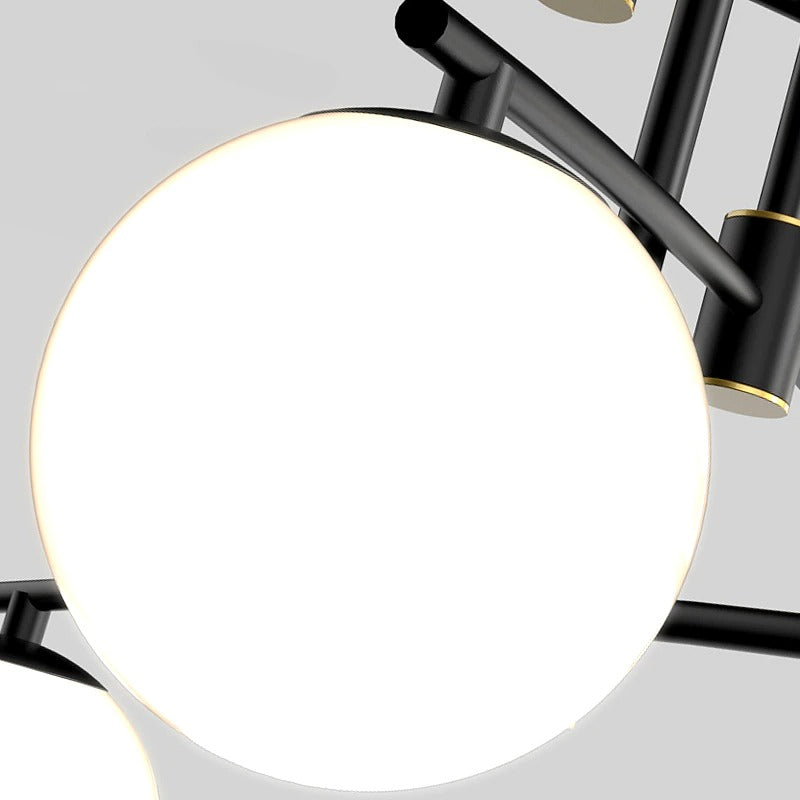 Moderne gebogen kroonluchter met matte bollen - 1LCH4