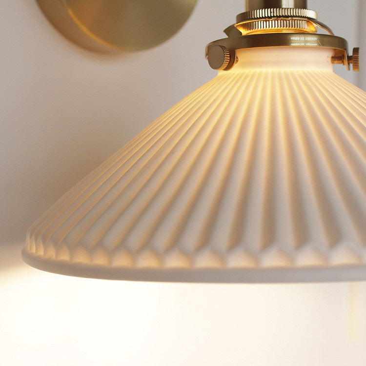 Witte keramische koperen wandlamp schans - 210ST
