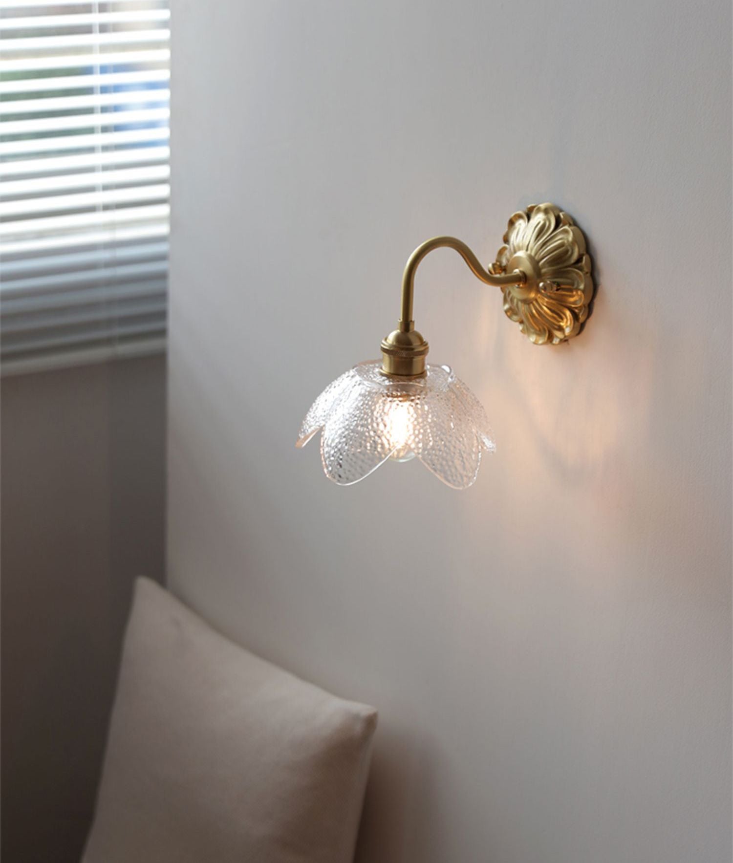 Gebogen zwanenhals glazen messing wandkandelaar licht - 230GBWL