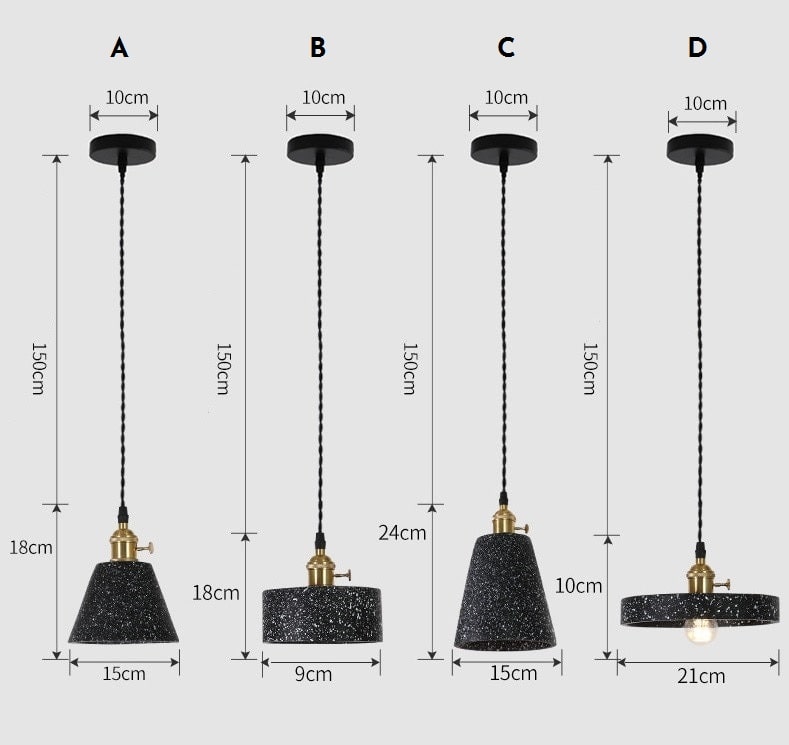 Zwarte Cement Hanglamp - 106CM