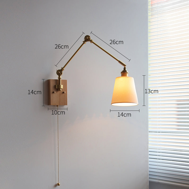 Keramische Wandlamp Met Eikenhouten Plaat - 115WL
