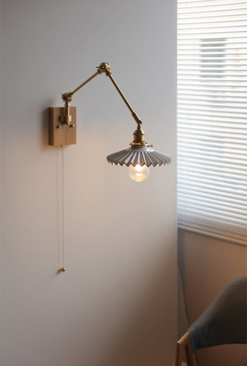 Keramische Wandlamp Met Eikenhouten Plaat - 115WL