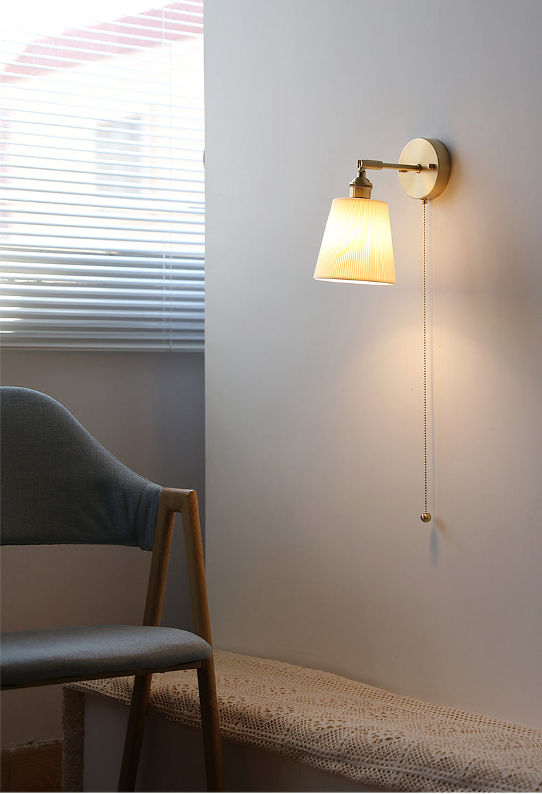 Witte keramische messing wandlamp schans - 208ST
