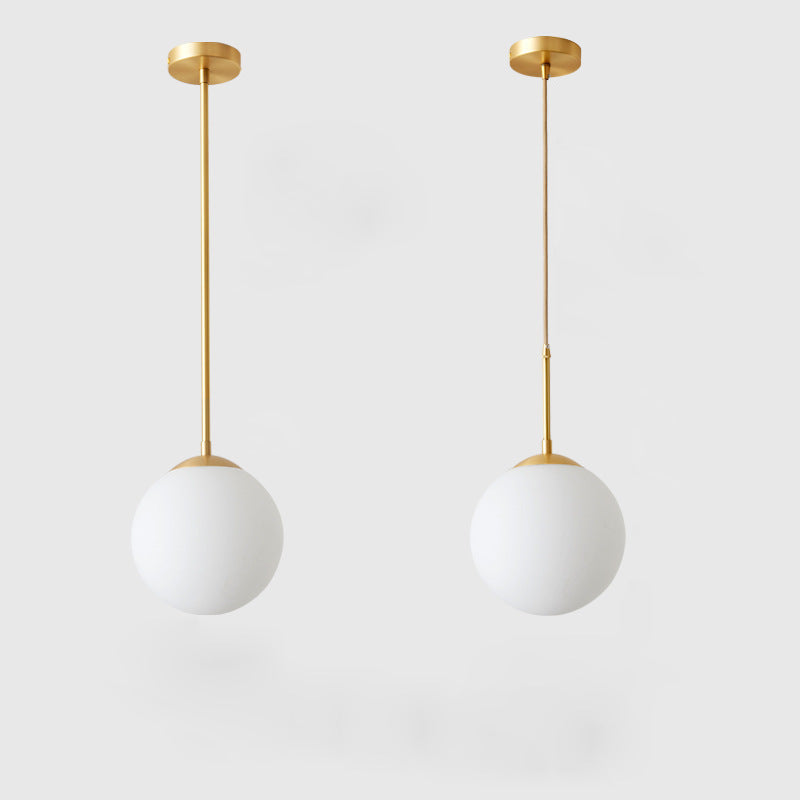 Hanglamp van wit matglas en messing - 202GPL