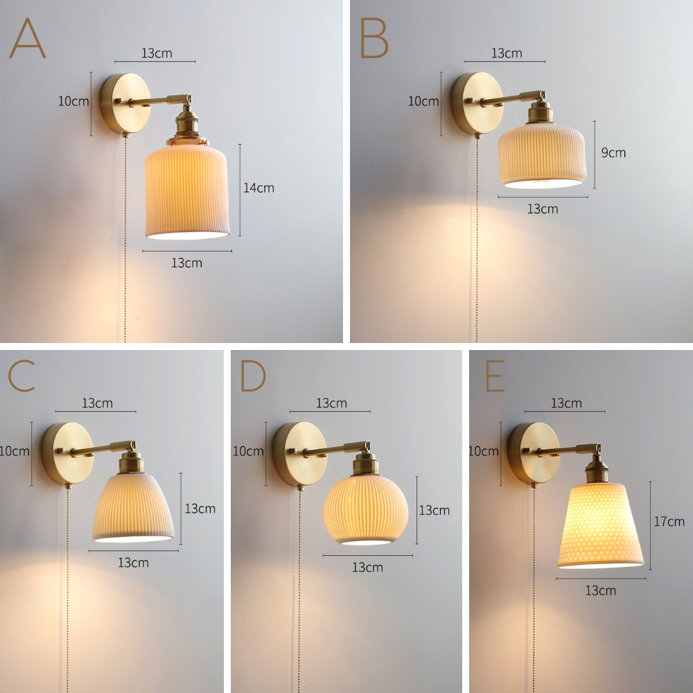 Witte keramische koperen wandlamp schans - 209ST
