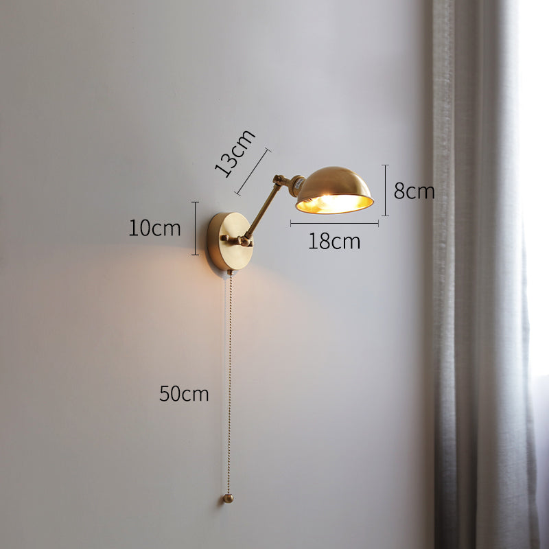 Messing Wandlamp Met Houten Plaat - 106WL