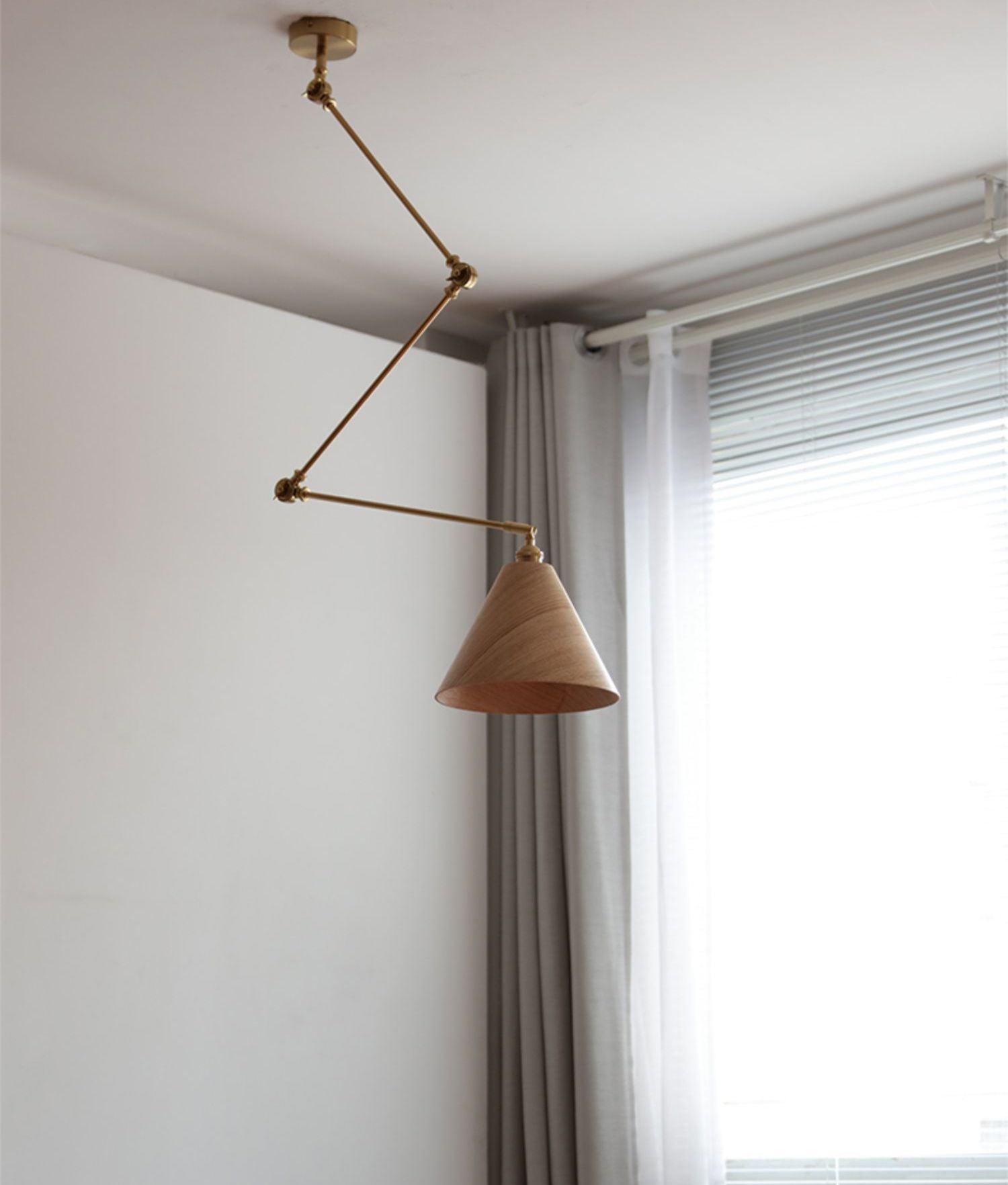 Houten messing hangende staaflamp - 101RPL