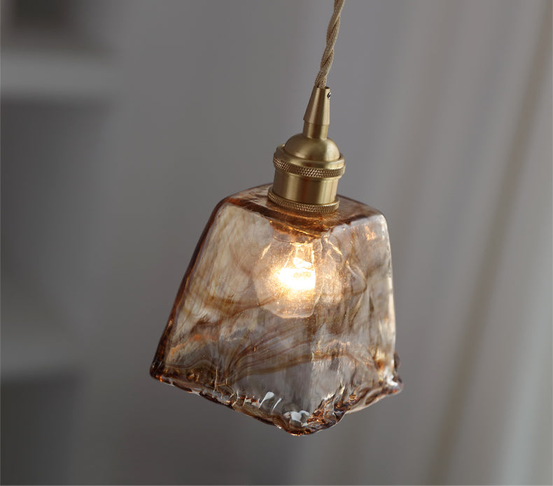 Amberkleurige glazen hanglamp - 209GPL