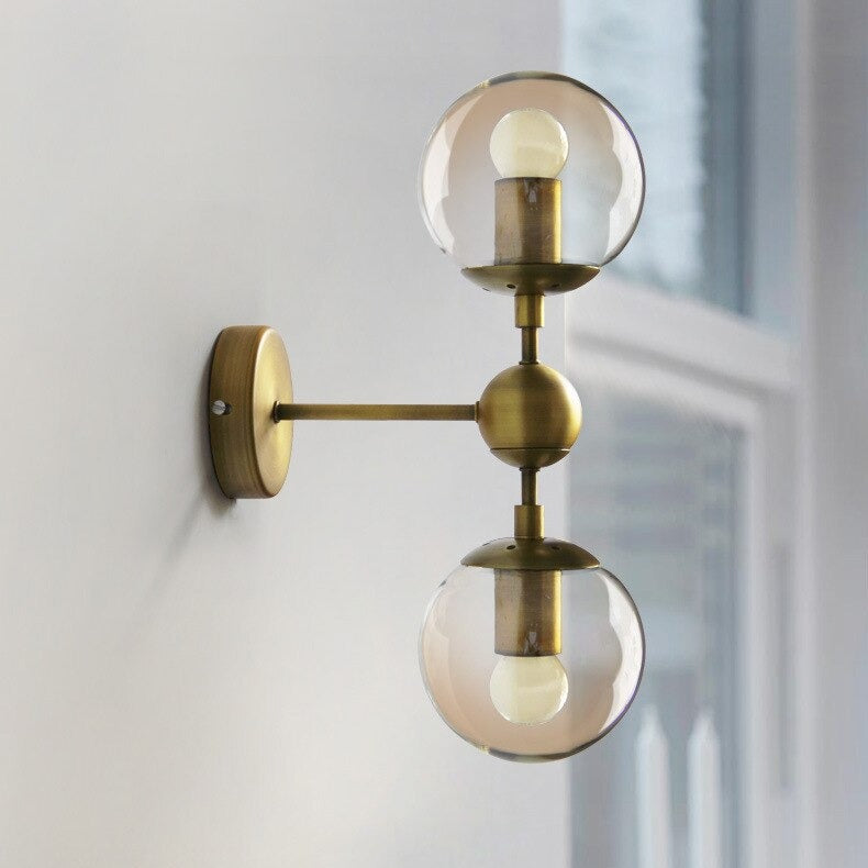 Gouden dubbele glazen wandlamp - 202GWL