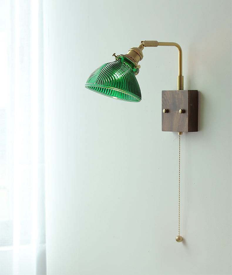 Glazen Wandlamp Met Houten Plaat - 103WL