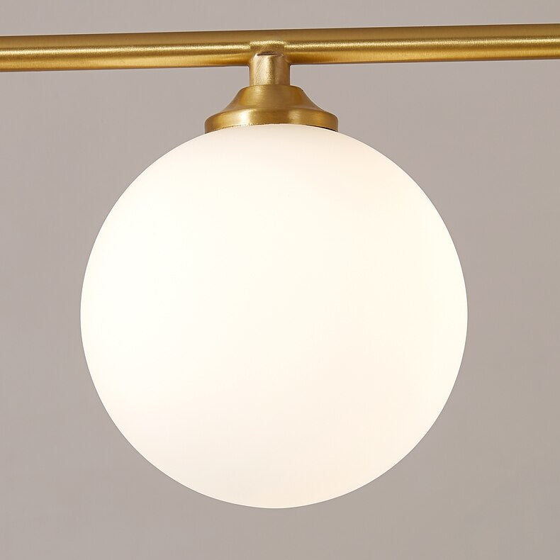 Messing Kroonluchter Met Wit Frosted Globes - 1CH8