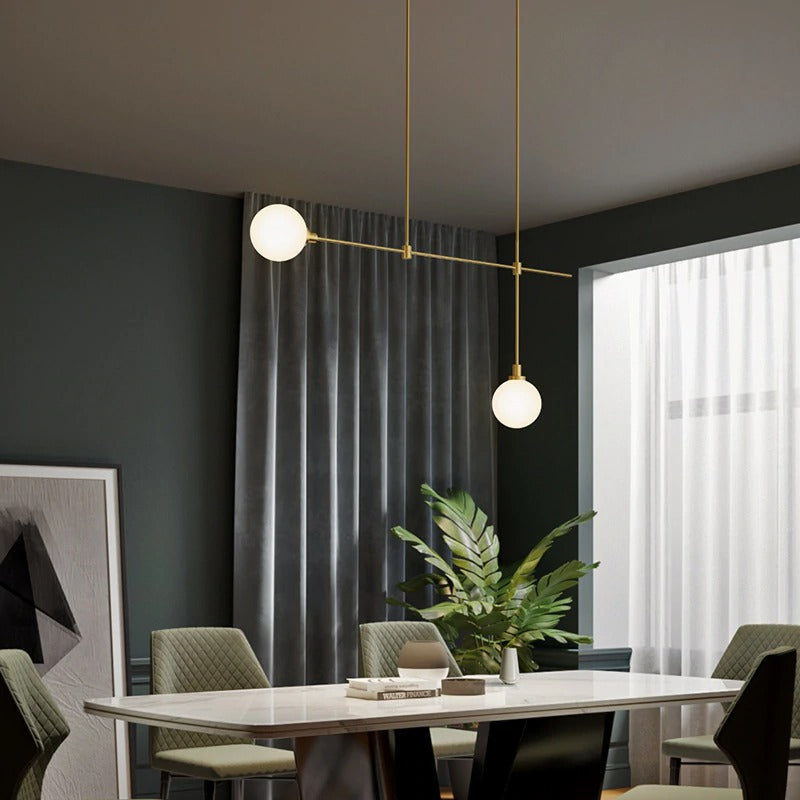 Messing Kroonluchter Met Wit Frosted Globes - 1CH4