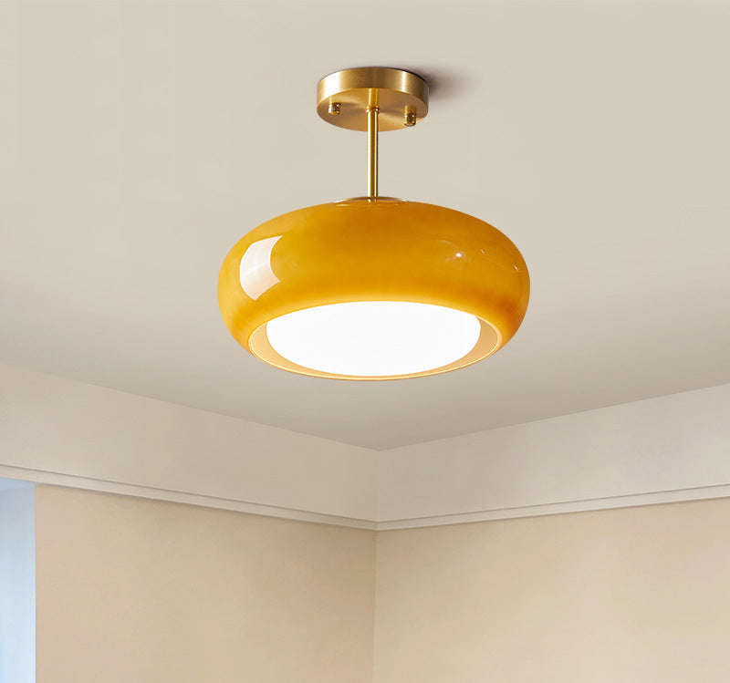 Amberkleurige retro glazen hanglamp - 231GPL