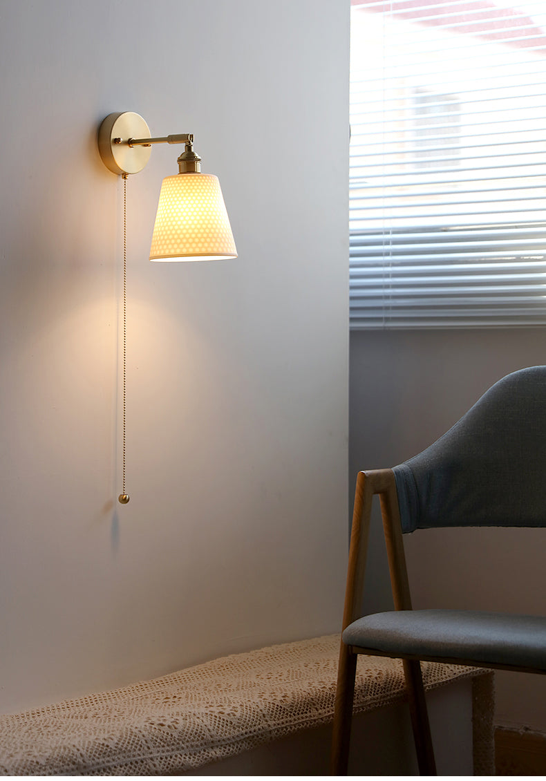 Witte keramische koperen wandlamp schans - 209ST