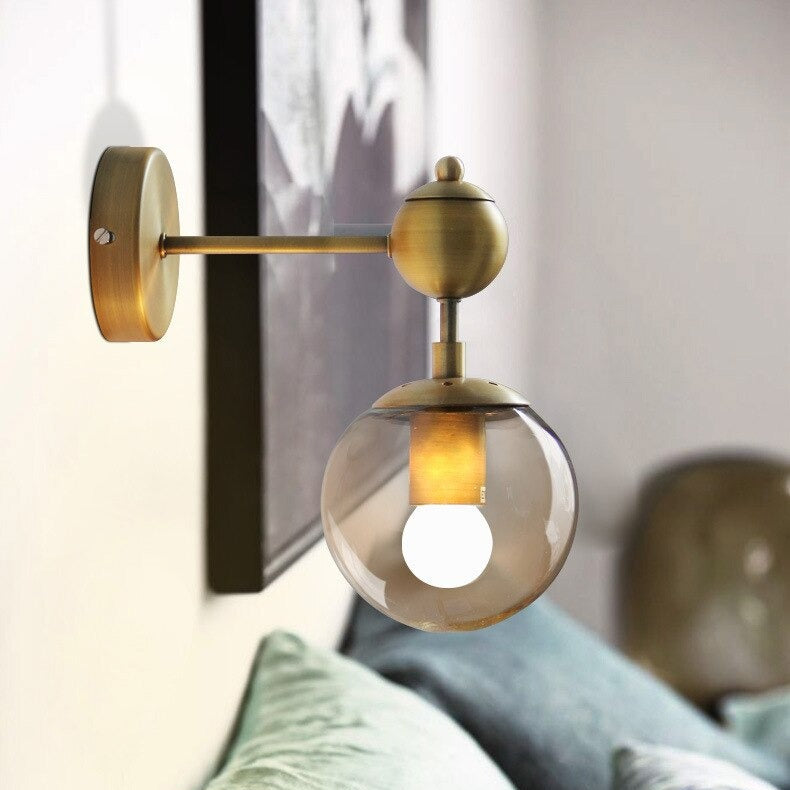 Gouden dubbele glazen wandlamp - 202GWL