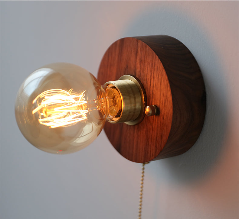 Glazen Bol Houten Wandlamp - 119WL