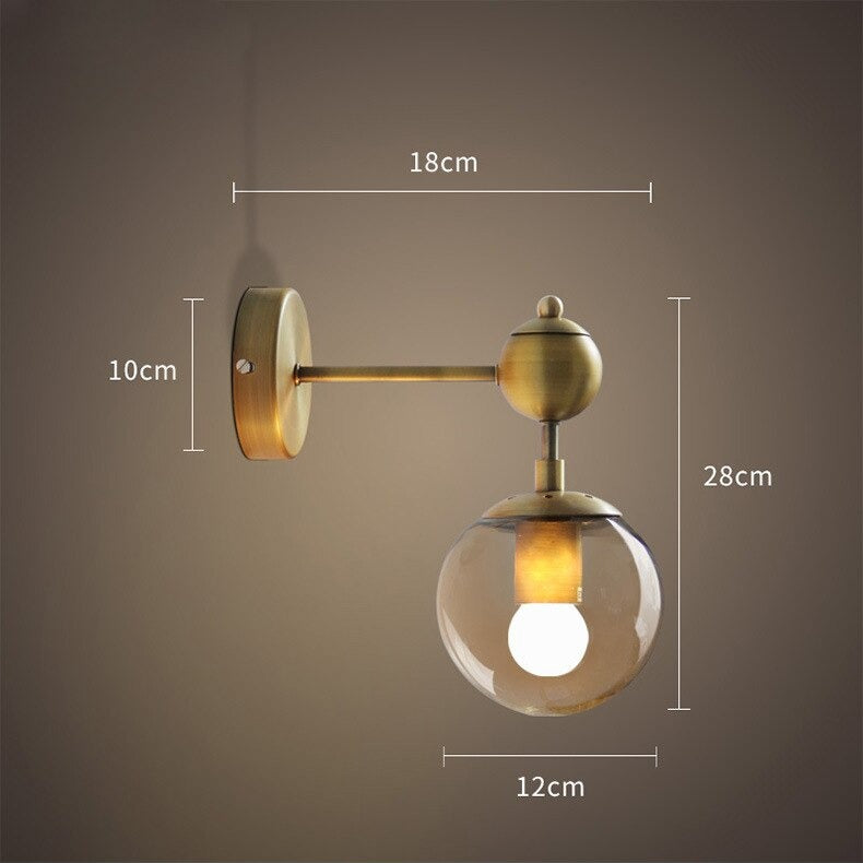 Gouden dubbele glazen wandlamp - 202GWL