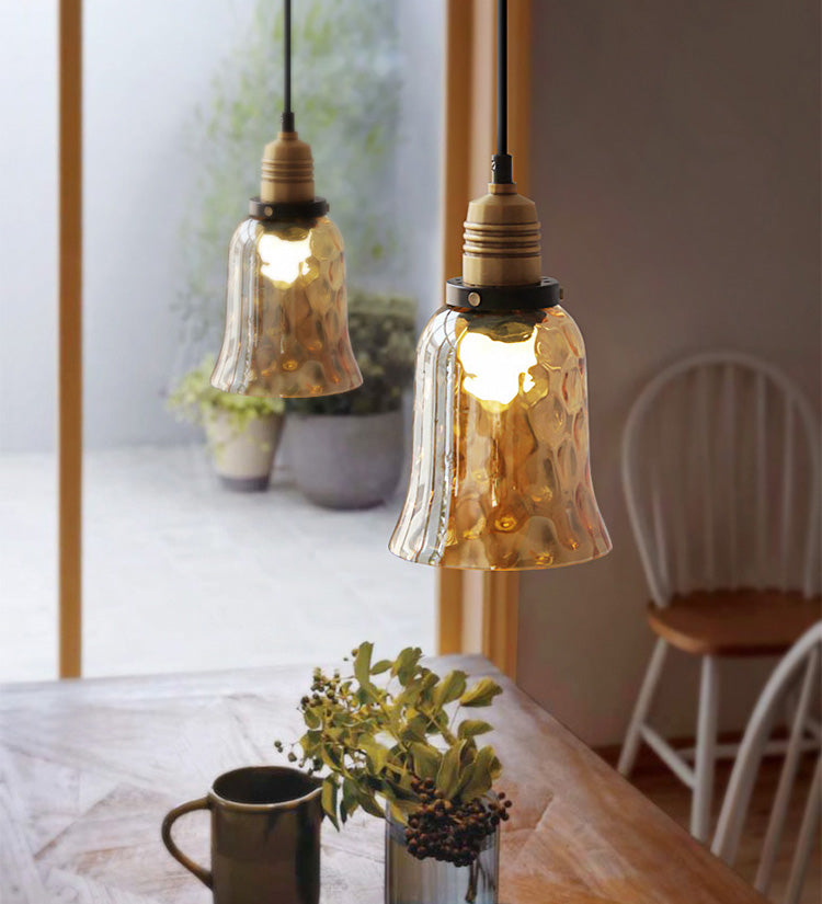 Amberkleurige glazen hanglamp - 224GPL
