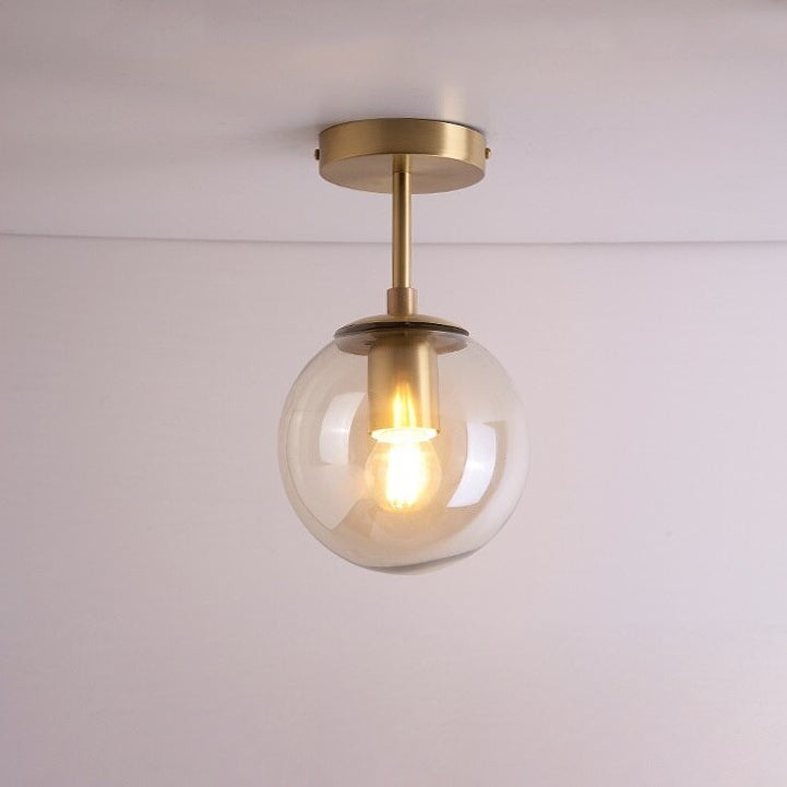 Hanglamp van wit matglas en messing - 205GPL