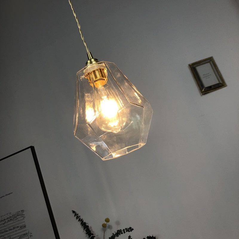 Octagon helder glazen hanglamp - 220GPL