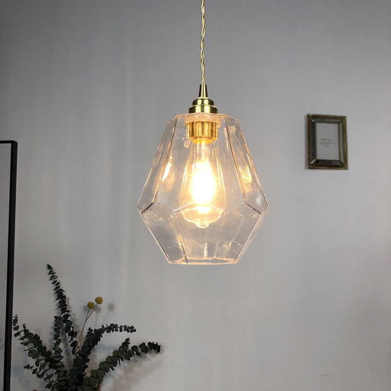 Octagon helder glazen hanglamp - 220GPL