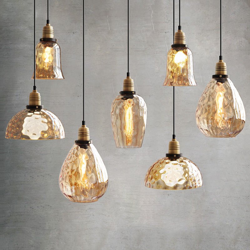 Amberkleurige glazen hanglamp - 224GPL