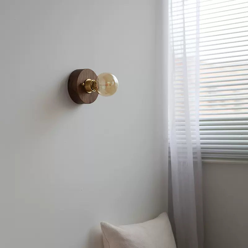 Glazen Bol Houten Wandlamp - 119WL