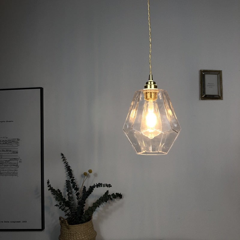 Octagon helder glazen hanglamp - 220GPL
